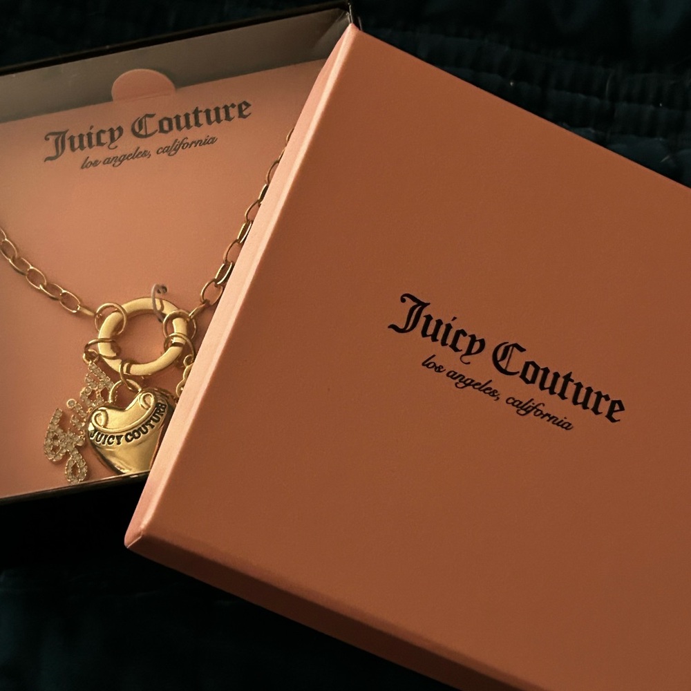 Juicy Couture Gold Heart & Charm Pendant Necklace
